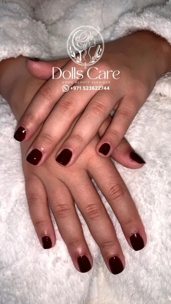 Blush pink gel manicure at home Dubai