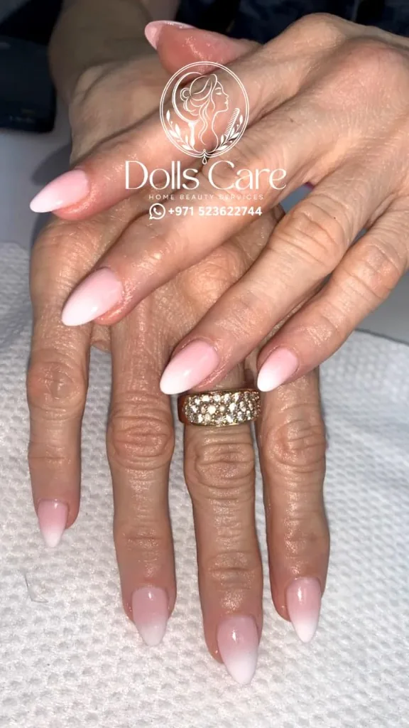 Deep chocolate brown oval gel nails at home Dubai