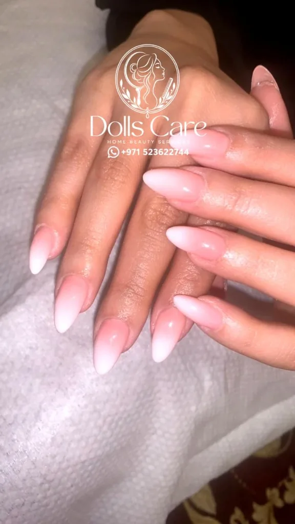 Clean French tip almond nails at home Dubai