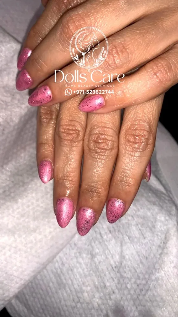 Lilac gel manicure at home Dubai