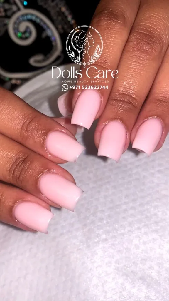 Mauve gel manicure at home Dubai